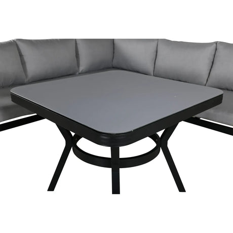 Garten Ecksofa-Set Virya aus Aluminium, Seil in Schwarz/Grau, inkl. Kissen - ZEN ZONE Furniture
