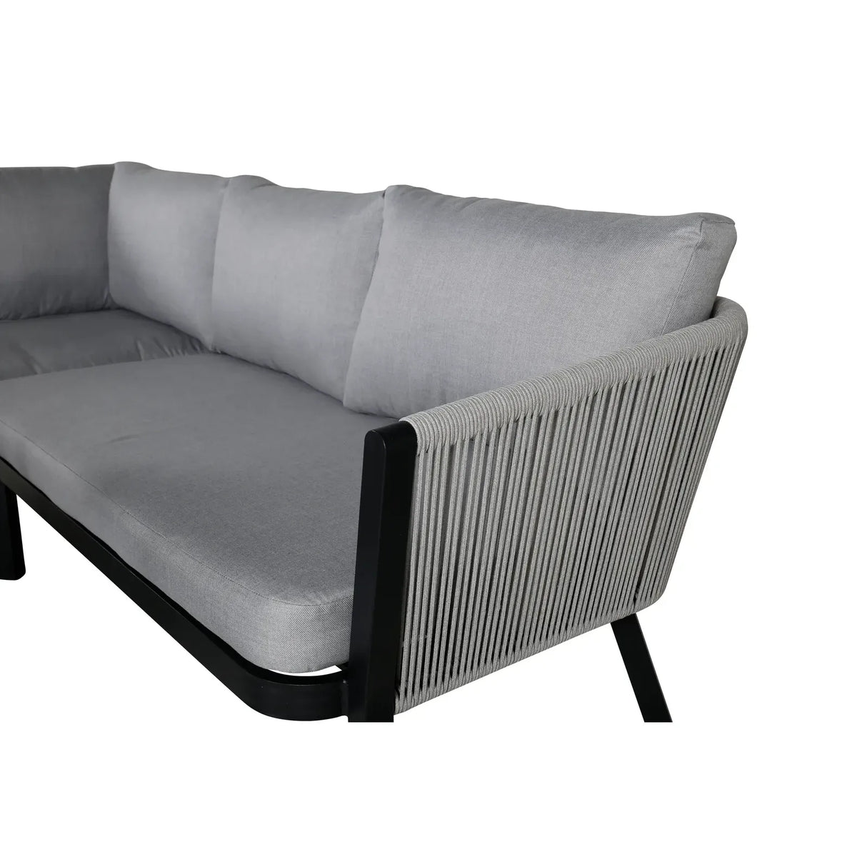 Garten Ecksofa-Set Virya aus Aluminium, Seil in Schwarz/Grau, inkl. Kissen - ZEN ZONE Furniture