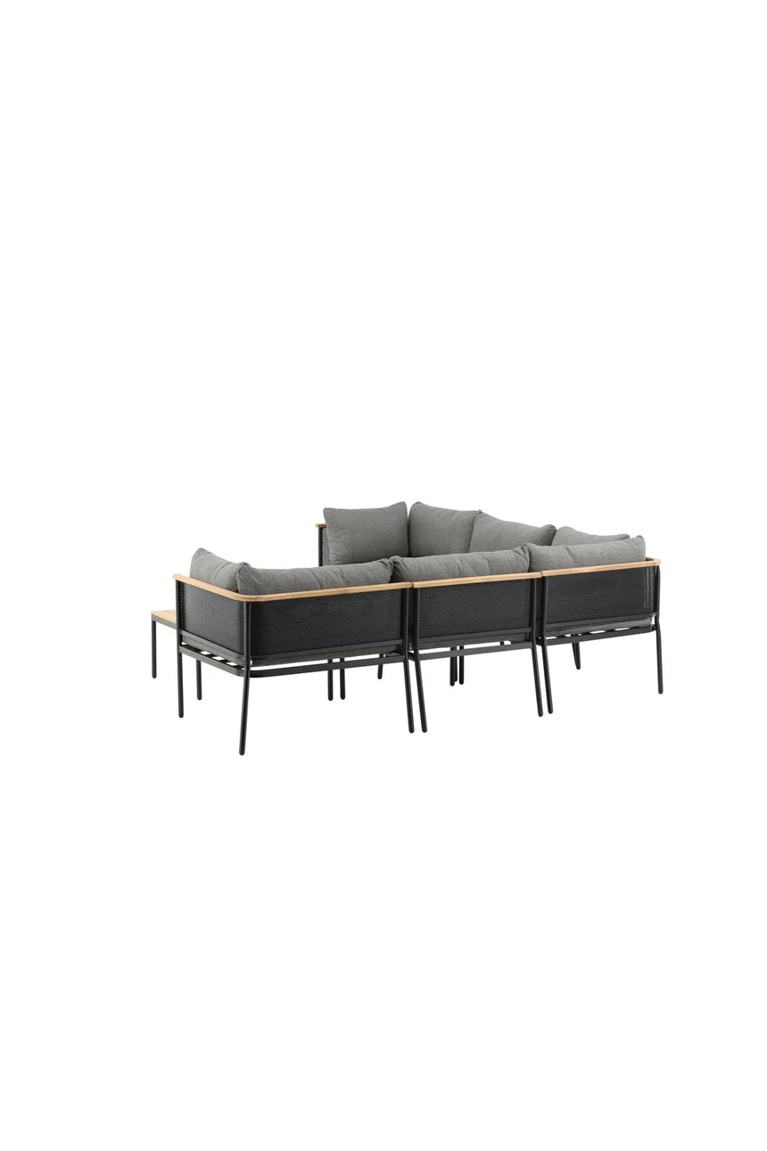 Garten Ecksofagruppe Nettan aus schwarzem Stahl, Teak und Polyester in Grau von Venture Home – Bild 6
