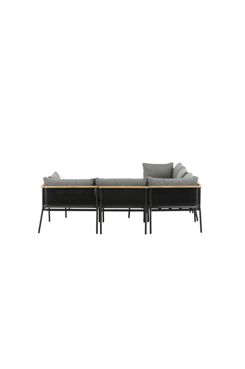 Garten Ecksofagruppe Nettan aus schwarzem Stahl, Teak und Polyester in Grau von Venture Home – Bild 7
