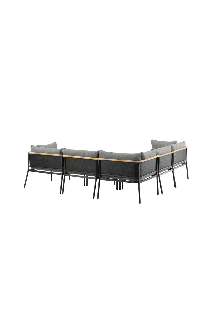 Garten Ecksofagruppe Nettan aus schwarzem Stahl, Teak und Polyester in Grau von Venture Home – Bild 8