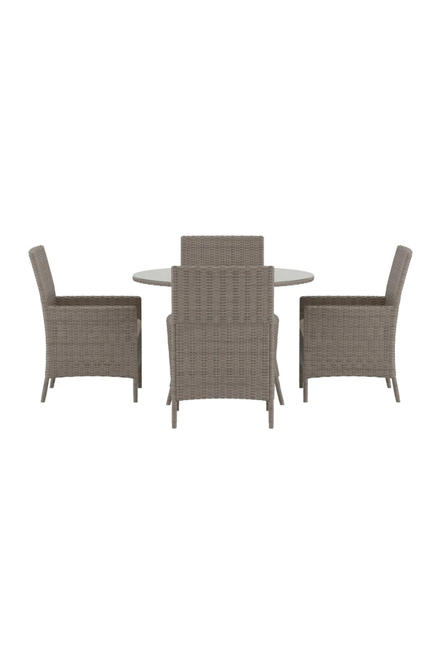 Garten Esstisch-Set Lefkas aus Stahl, Rattan und Glas in Braun von Venture Home – Bild 1