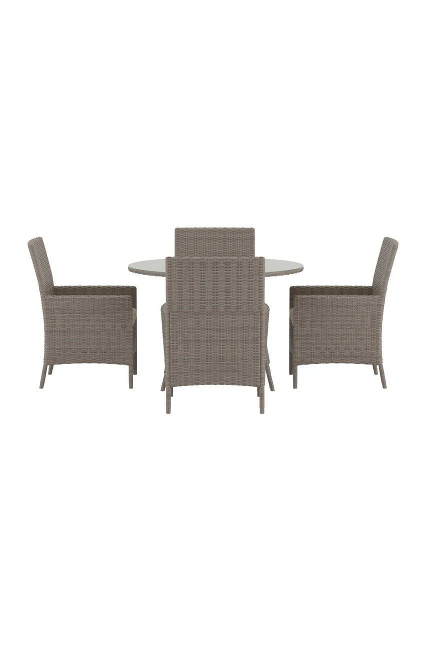 Garten Esstisch-Set Lefkas aus Stahl, Rattan und Glas in Braun von Venture Home – Bild 1