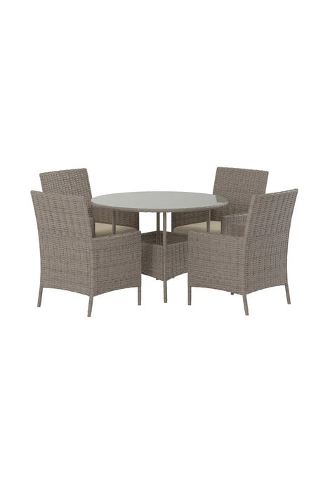 Garten Esstisch-Set Lefkas aus Stahl, Rattan und Glas in Braun von Venture Home – Bild 2