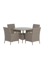 Garten Esstisch-Set Lefkas aus Stahl, Rattan und Glas in Braun von Venture Home – Bild 3
