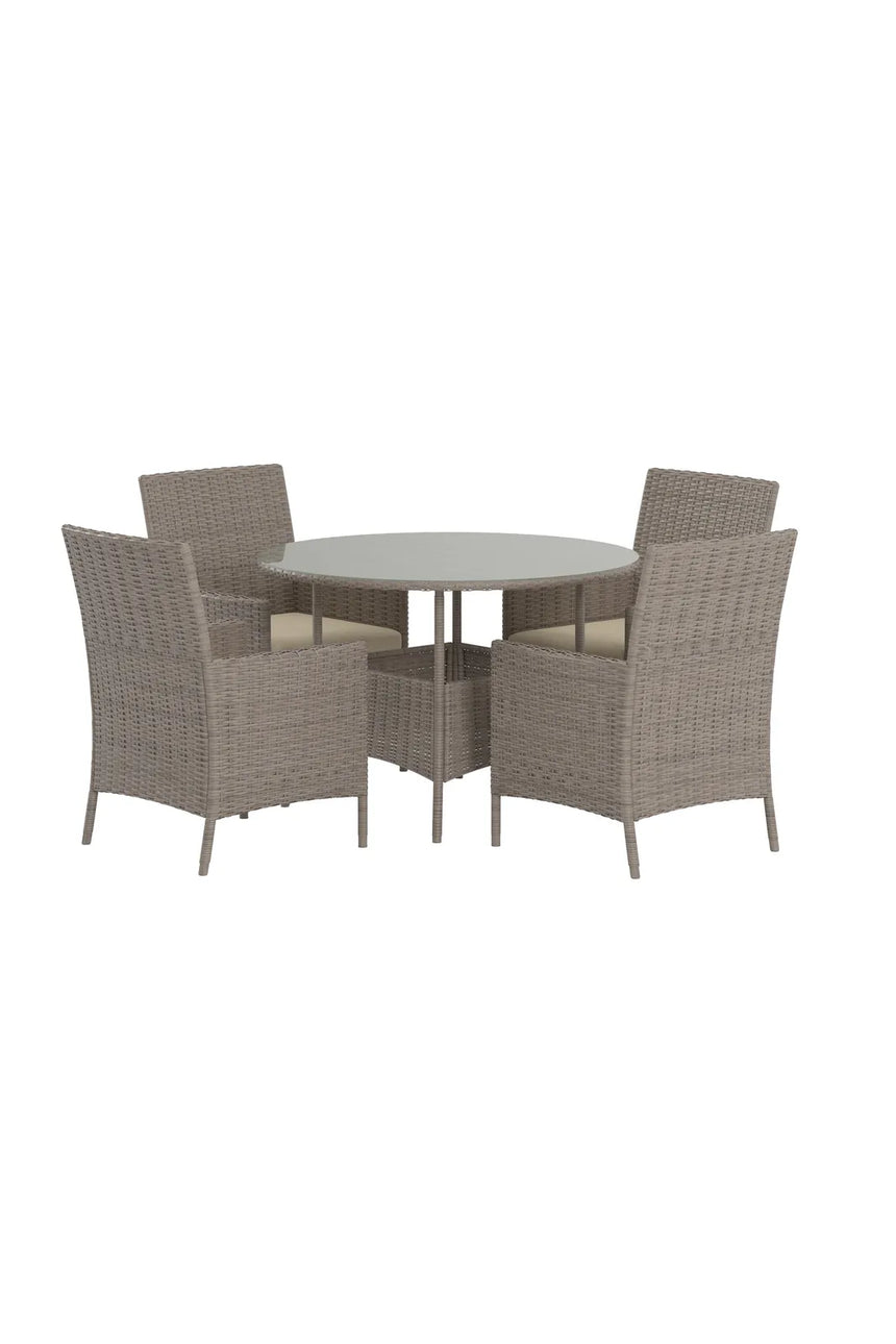 Garten Esstisch-Set Lefkas aus Stahl, Rattan und Glas in Braun von Venture Home – Bild 3