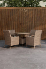 Garten Esstisch-Set Lefkas aus Stahl, Rattan und Glas in Braun von Venture Home – Bild 4