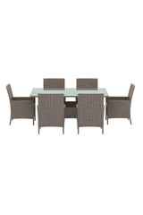 Garten Esstisch-Set Lefkas aus Stahl, Rattan und Glas in Braun von Venture Home – Bild 1