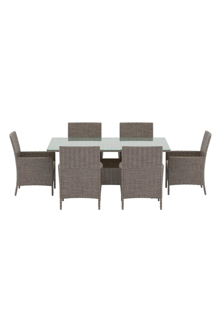 Garten Esstisch-Set Lefkas aus Stahl, Rattan und Glas in Braun von Venture Home – Bild 1