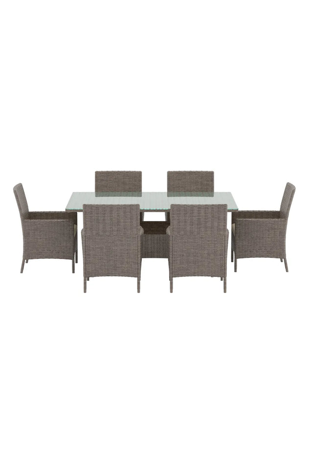 Garten Esstisch-Set Lefkas aus Stahl, Rattan und Glas in Braun von Venture Home – Bild 1