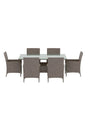 Garten Esstisch-Set Lefkas aus Stahl, Rattan und Glas in Braun von Venture Home – Bild 1