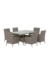 Garten Esstisch-Set Lefkas aus Stahl, Rattan und Glas in Braun von Venture Home – Bild 2