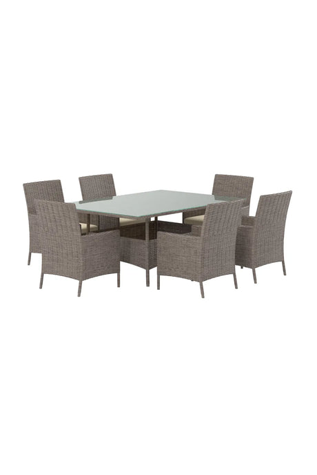Garten Esstisch-Set Lefkas aus Stahl, Rattan und Glas in Braun von Venture Home – Bild 2