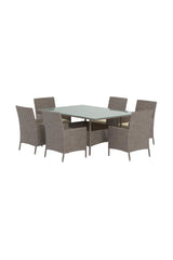Garten Esstisch-Set Lefkas aus Stahl, Rattan und Glas in Braun von Venture Home – Bild 3