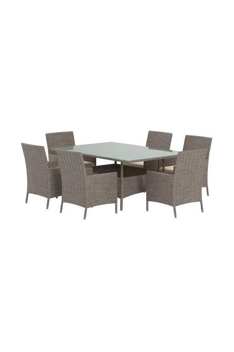 Garten Esstisch-Set Lefkas aus Stahl, Rattan und Glas in Braun von Venture Home – Bild 3