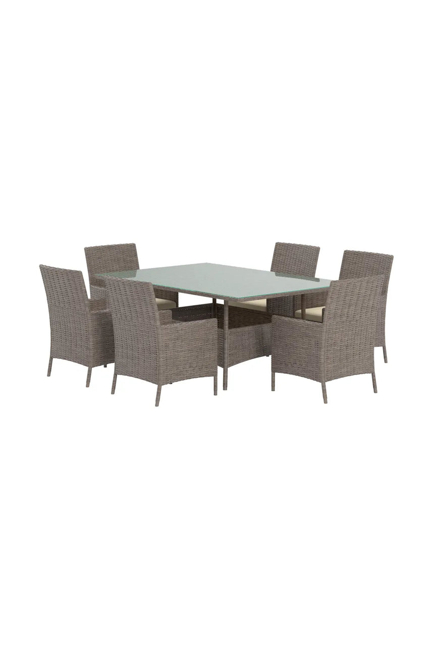 Garten Esstisch-Set Lefkas aus Stahl, Rattan und Glas in Braun von Venture Home – Bild 3