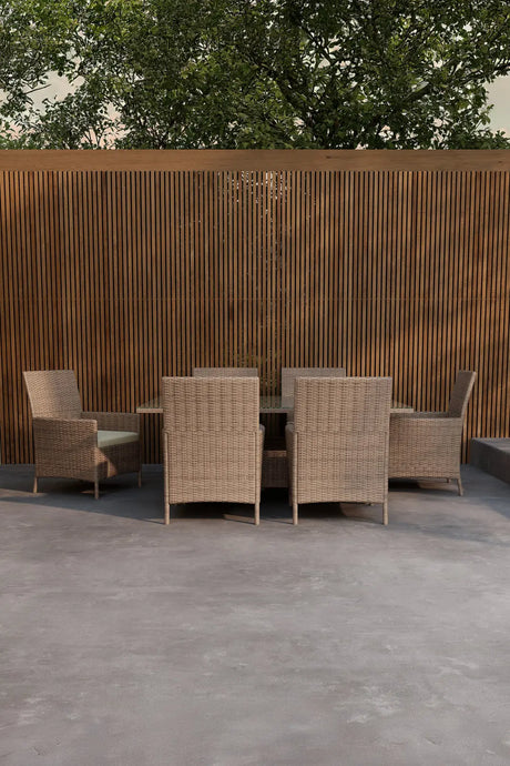 Garten Esstisch-Set Lefkas aus Stahl, Rattan und Glas in Braun von Venture Home – Bild 4