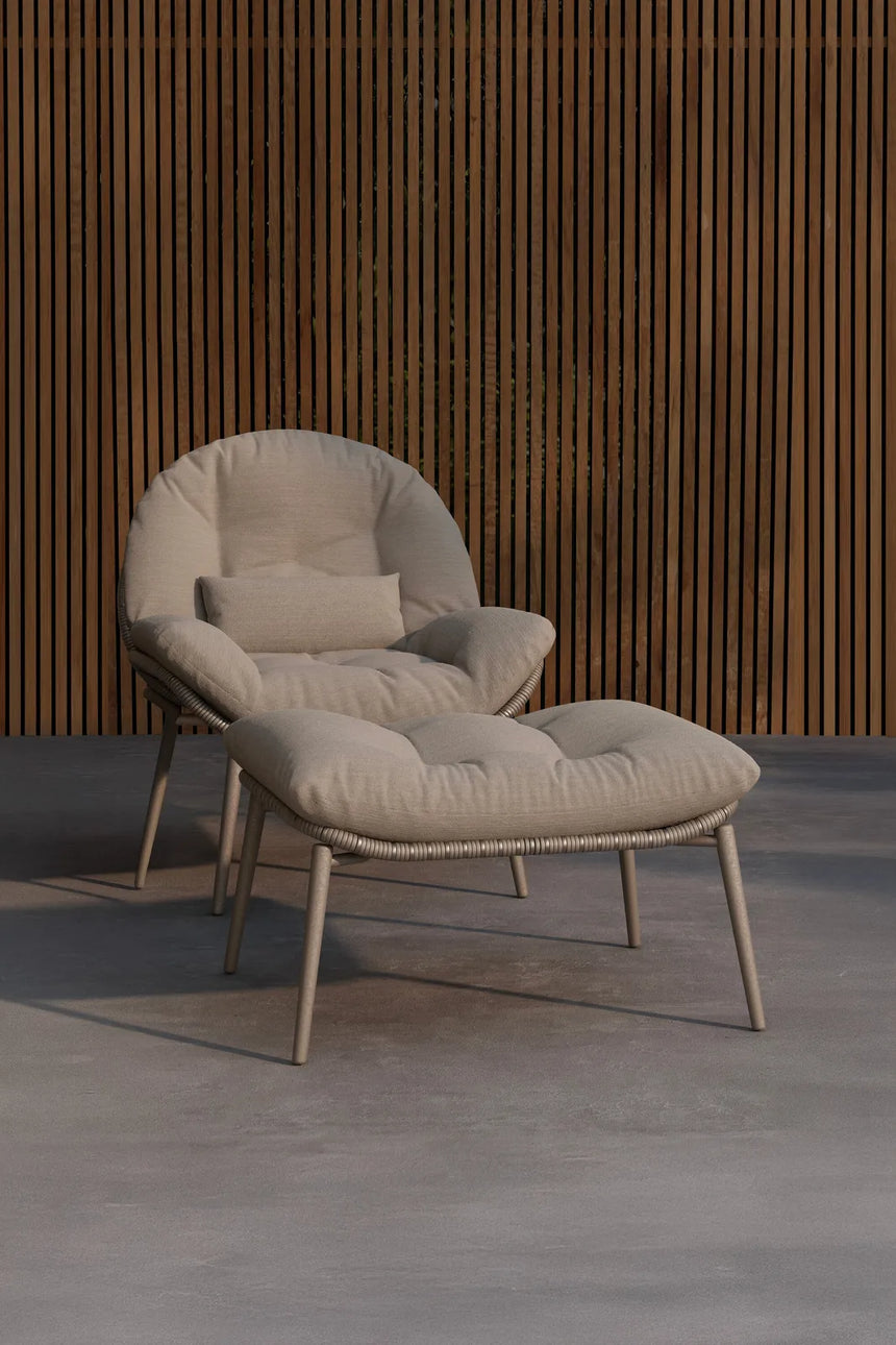 Garten Lounge Sessel Cala aus Stahl, Polyester und Geflecht in Beige von Venture Home – Bild 4
