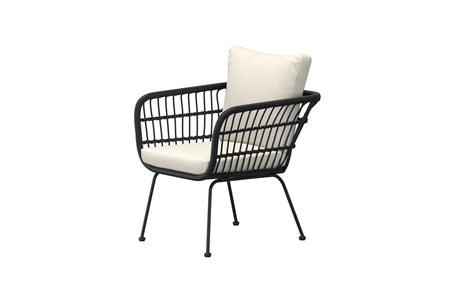 Garten Lounge-Sessel Isola aus Stahl und Rattan in Schwarz und Beige von Venture Home – Bild 7
