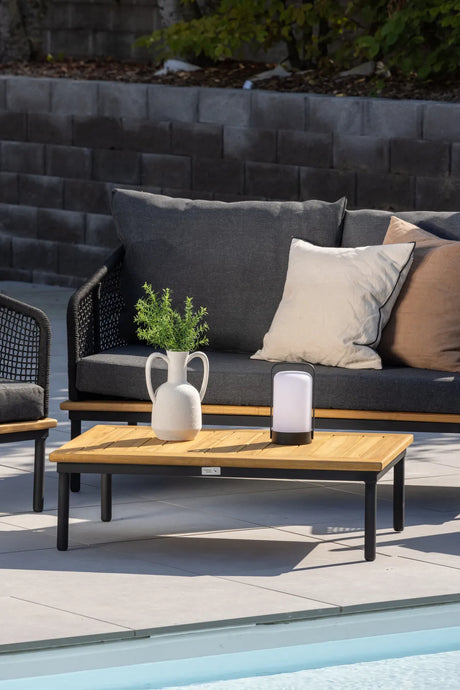 Garten Lounge-Set Andorra aus Aluminium schwarz, Akazie natur und schwarzem Geflecht von Venture Home – Bild 15