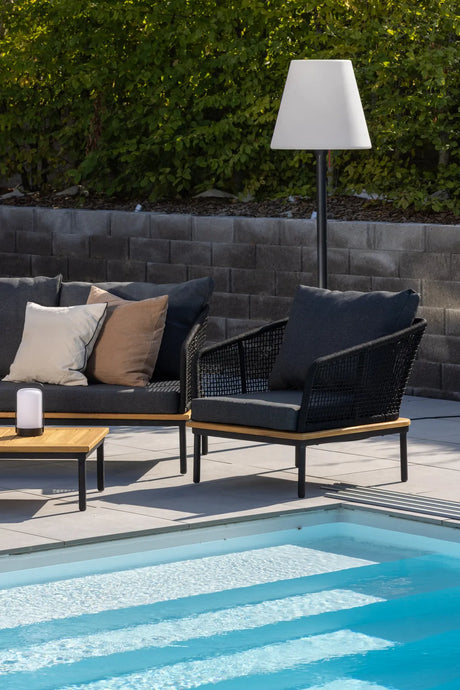 Garten Lounge-Set Andorra aus Aluminium schwarz, Akazie natur und schwarzem Geflecht von Venture Home – Bild 17