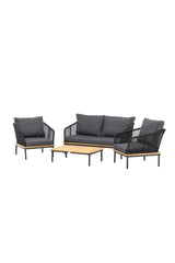 Garten Lounge-Set Andorra aus Aluminium schwarz, Akazie natur und schwarzem Geflecht von Venture Home – Bild 2