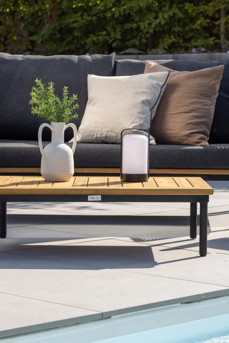 Garten Lounge-Set Andorra aus Aluminium schwarz, Akazie natur und schwarzem Geflecht von Venture Home – Bild 20