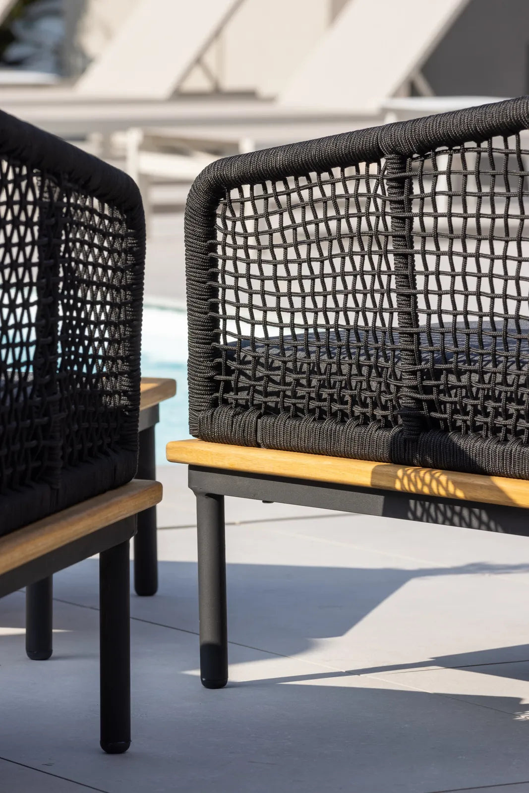 Garten Lounge-Set Andorra aus Aluminium schwarz, Akazie natur und schwarzem Geflecht von Venture Home – Bild 22