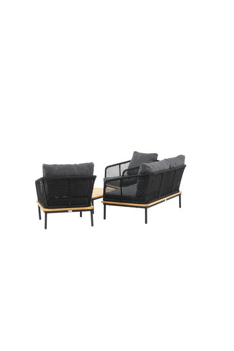 Garten Lounge-Set Andorra aus Aluminium schwarz, Akazie natur und schwarzem Geflecht von Venture Home – Bild 5