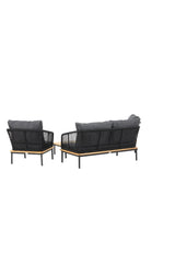 Garten Lounge-Set Andorra aus Aluminium schwarz, Akazie natur und schwarzem Geflecht von Venture Home – Bild 6