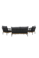 Garten Lounge-Set Andorra aus Aluminium schwarz, Akazie natur und schwarzem Geflecht von Venture Home – Bild 7