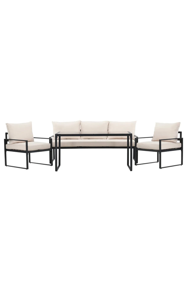 Garten Lounge-Set Catania aus Stahl in Schwarz/Beige von Venture Home – Bild 1