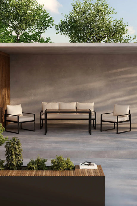 Garten Lounge-Set Catania aus Stahl in Schwarz/Beige von Venture Home – Bild 13