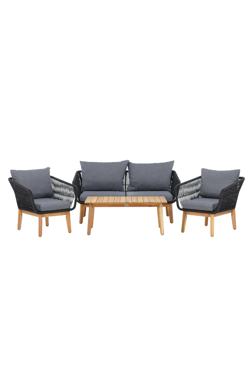Garten Lounge-Set Chania aus Akazie, in Schwarz/Natur von Venture Home – Bild 1