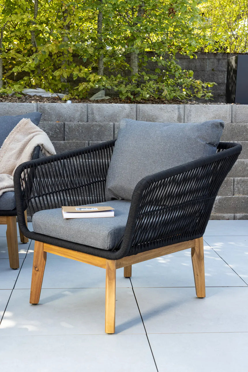 Garten Lounge-Set Chania aus Akazie, in Schwarz/Natur von Venture Home – Bild 16