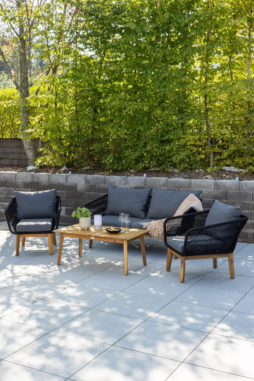 Garten Lounge-Set Chania aus Akazie, in Schwarz/Natur von Venture Home – Bild 2