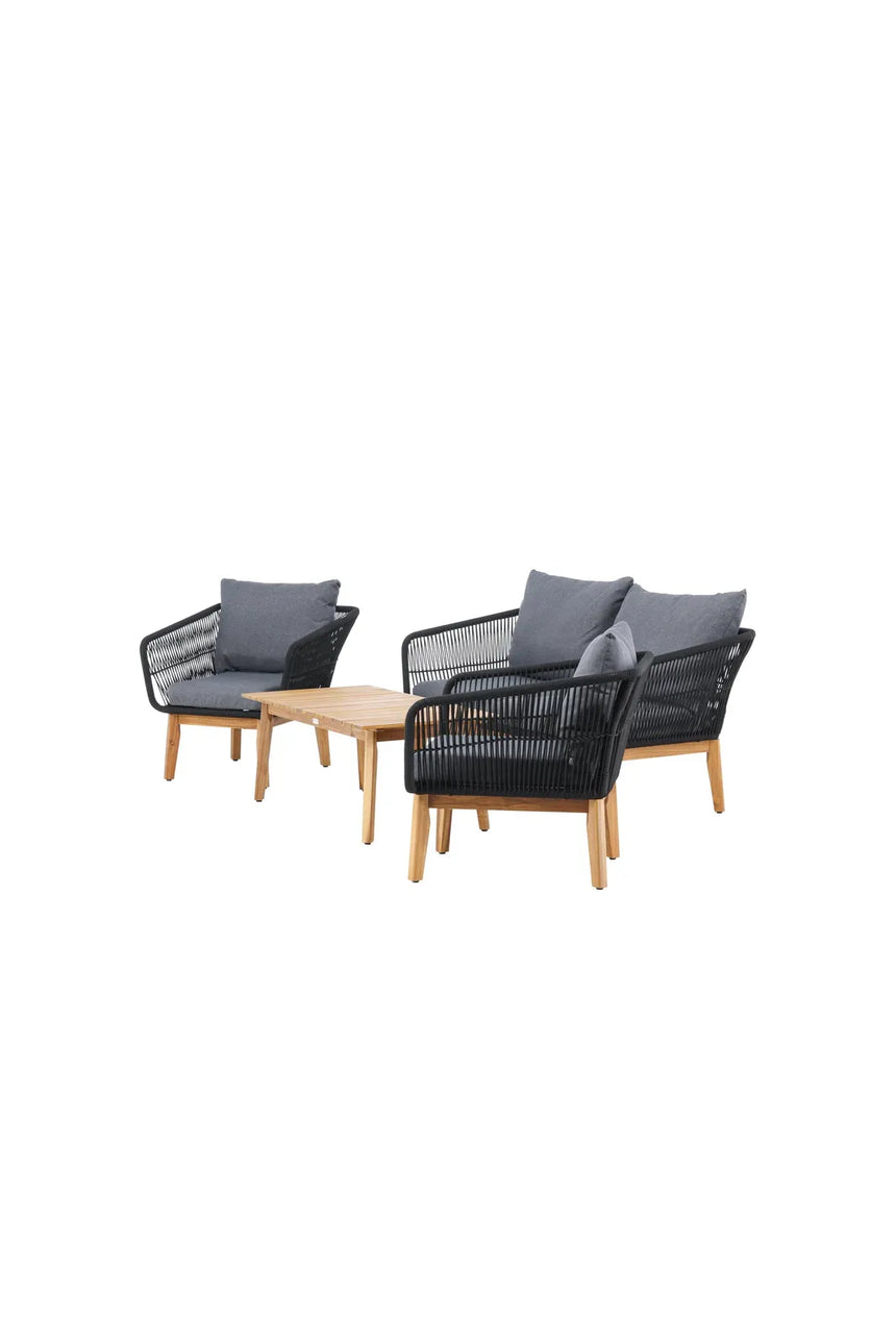 Garten Lounge-Set Chania aus Akazie, in Schwarz/Natur von Venture Home – Bild 4