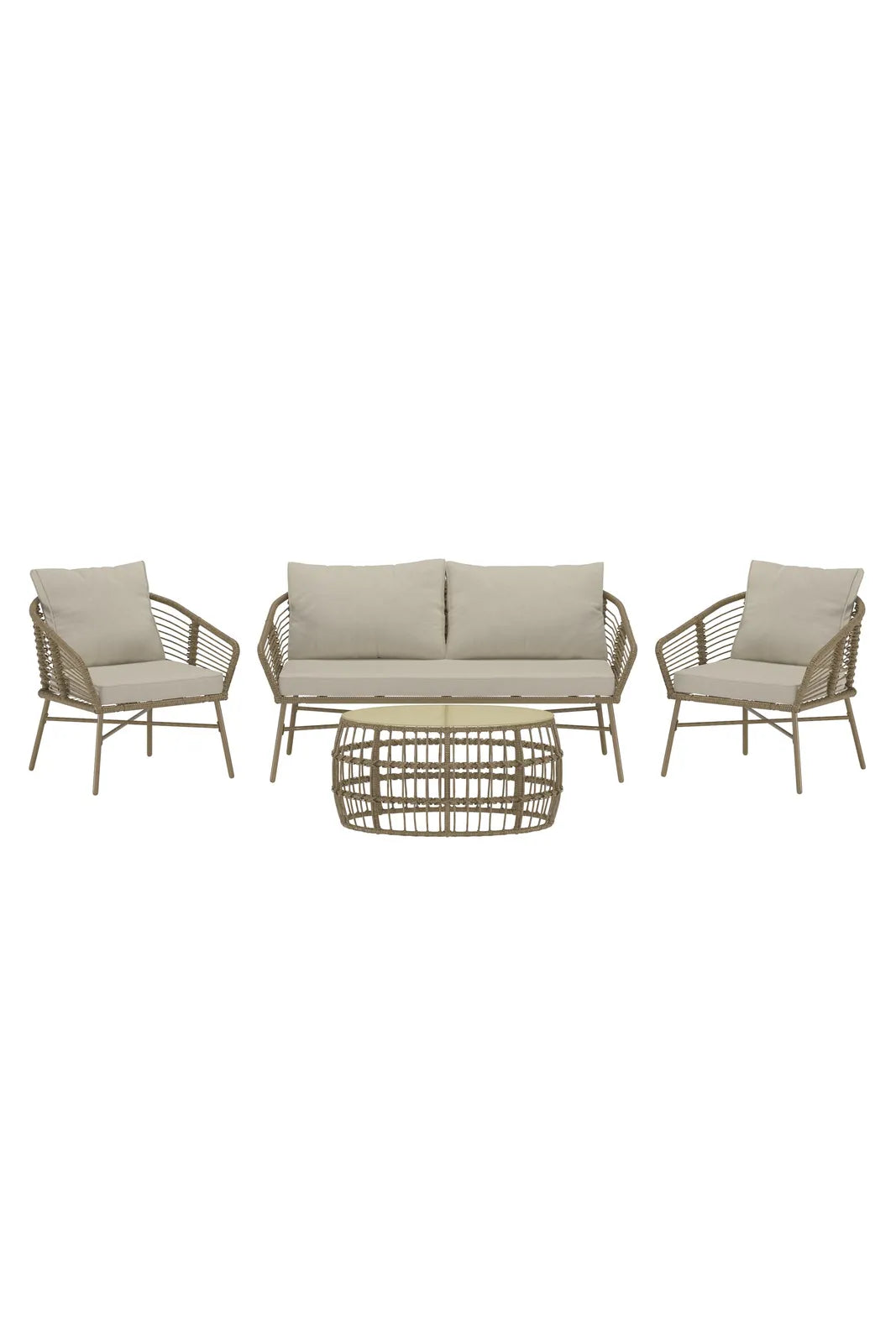 Garten Lounge-Set Lipari aus Wicker in Braun mit Polyesterkissen von Venture Home – Bild 1