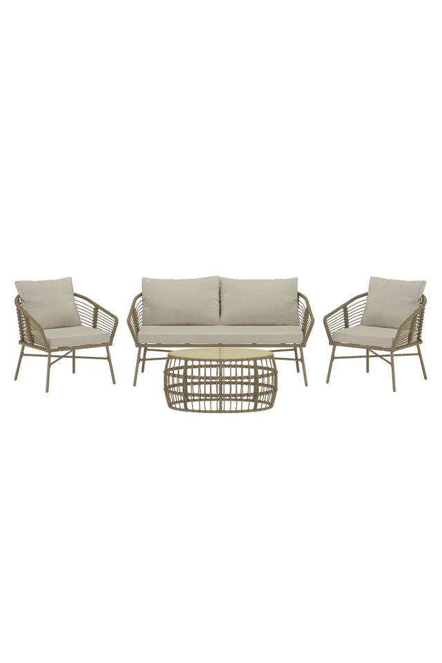 Garten Lounge-Set Lipari aus Wicker in Braun mit Polyesterkissen von Venture Home – Bild 1