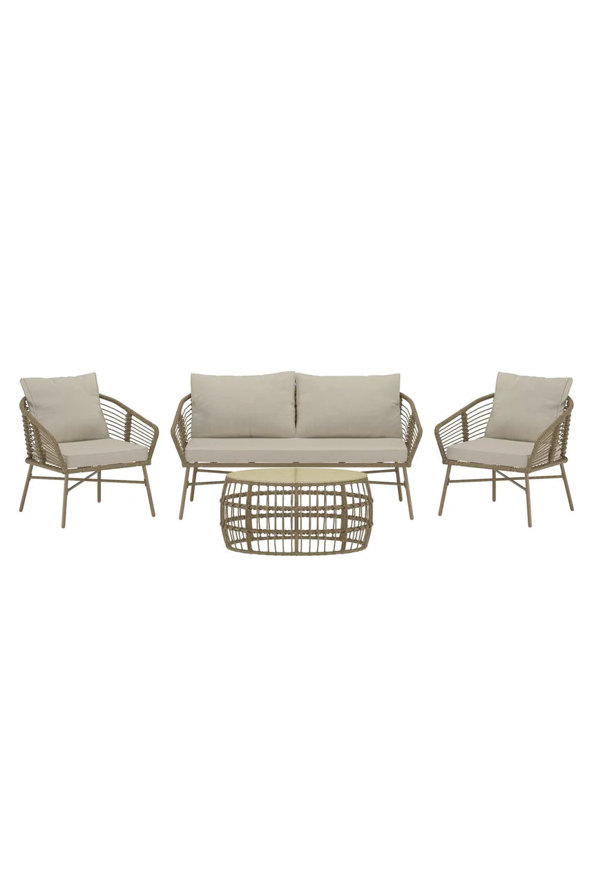 Garten Lounge-Set Lipari aus Wicker in Braun mit Polyesterkissen von Venture Home – Bild 1