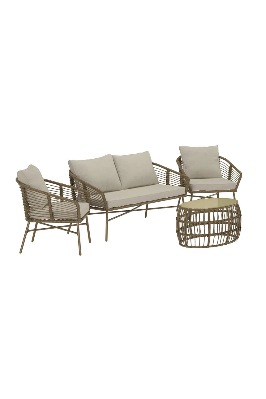 Garten Lounge-Set Lipari aus Wicker in Braun mit Polyesterkissen von Venture Home – Bild 2