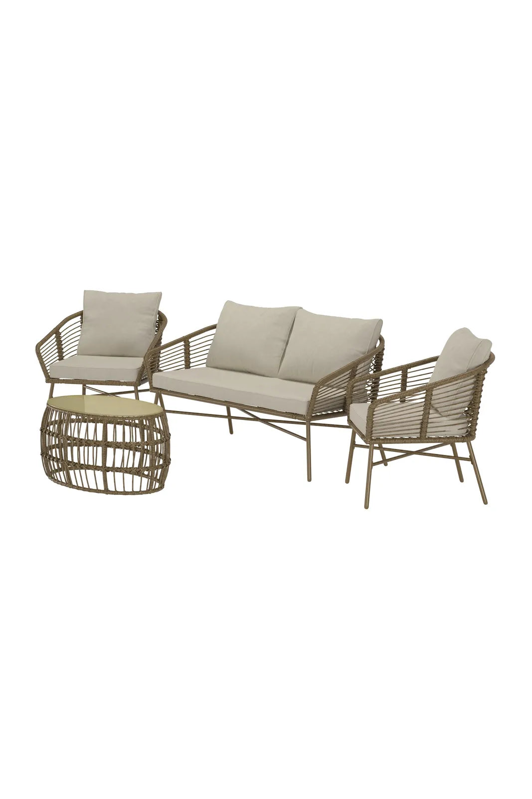 Garten Lounge-Set Lipari aus Wicker in Braun mit Polyesterkissen von Venture Home – Bild 3