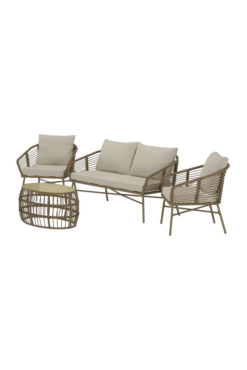 Garten Lounge-Set Lipari aus Wicker in Braun mit Polyesterkissen von Venture Home – Bild 3