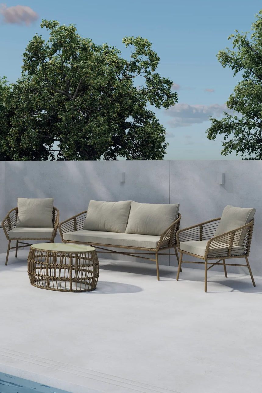 Garten Lounge-Set Lipari aus Wicker in Braun mit Polyesterkissen von Venture Home – Bild 4