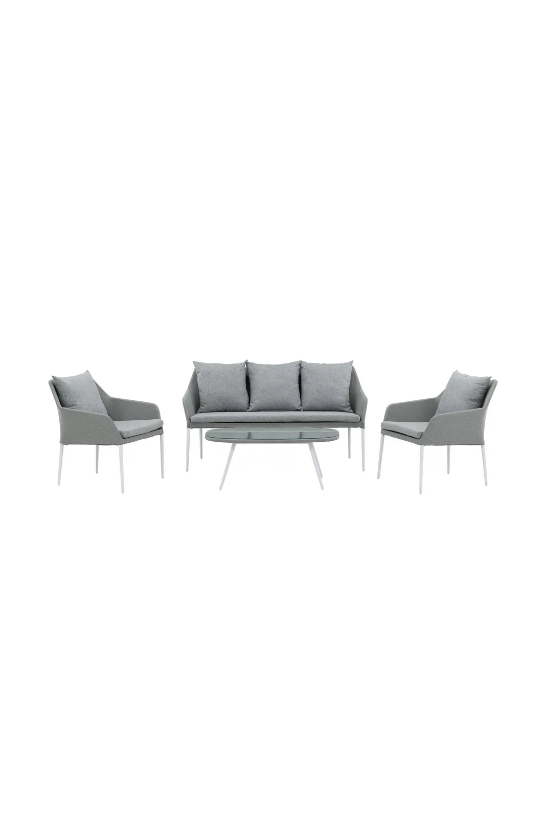 Garten Lounge-Set Spoga aus Aluminium, Polyester und Glas in Grau und Weiss von Venture Home – Bild 1