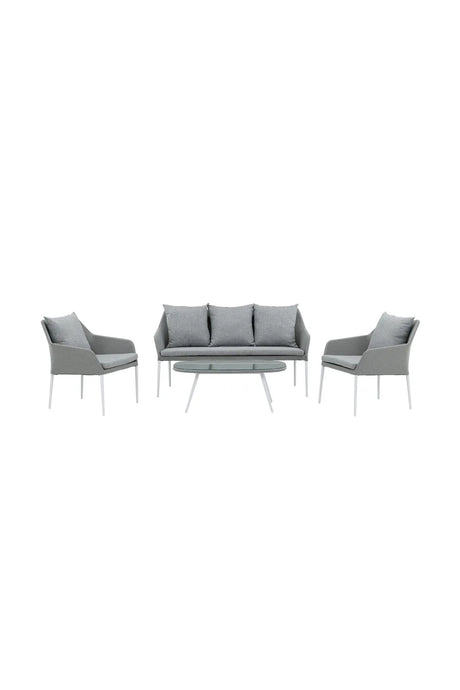 Garten Lounge-Set Spoga aus Aluminium, Polyester und Glas in Grau und Weiss von Venture Home – Bild 1