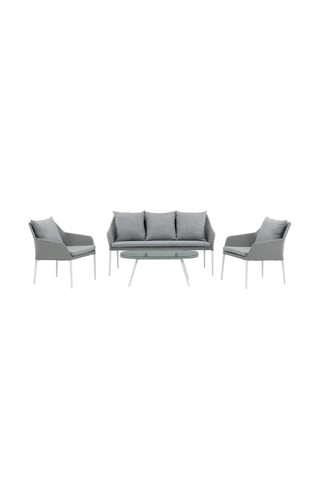 Garten Lounge-Set Spoga aus Aluminium, Polyester und Glas in Grau und Weiss von Venture Home – Bild 1