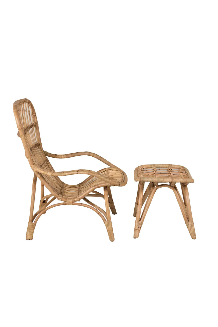 Garten Sessel Ella aus Rattan mit Offwhite Kissen und Fusshocker von Venture Home – Bild 6