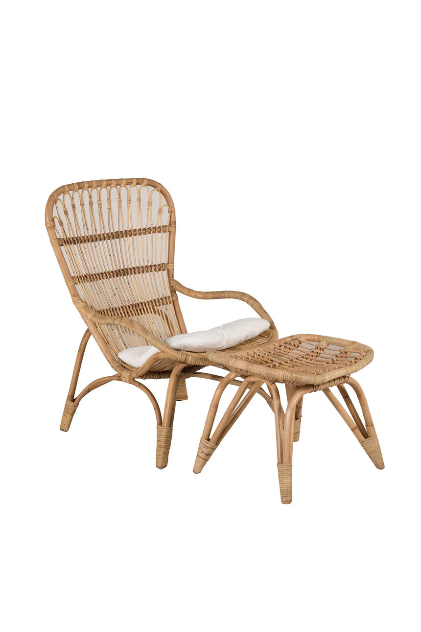 Garten Sessel Ella aus Rattan mit Offwhite Kissen und Fusshocker von Venture Home – Bild 7