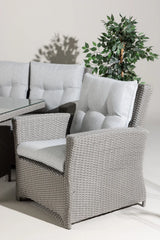 Garten Set Brentwood aus grauem Geflecht mit Glas Tischplatte in Grau von Venture Home – Bild 14